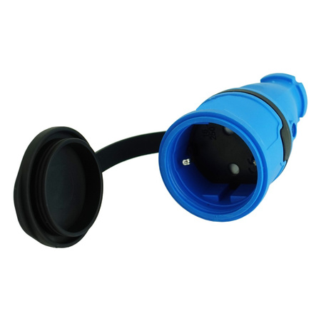 Gniazdo przenośne proste 16A 230V 2P+Z niebieskie Schuko 3101-304-0900
