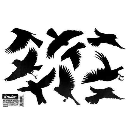 Odstraszacz ptaków BRADAS samoprzylepne naklejki na szybę małe zestaw 9x10 sztuk CTRL-BR001