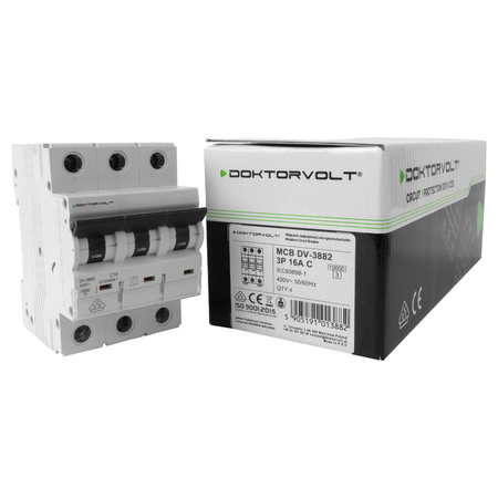 Wyłącznik nadprądowy MCB 10kA 3P 16A C16A VDE Doktorvolt DV-3882