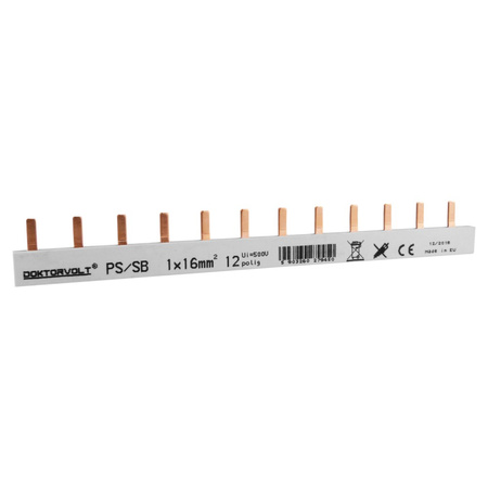 Szyna łączeniowa sztyftowa PS/SB obustronnie izolowana 1-fazowa 12-modułowa 16mm2 DV-9450-PSSB