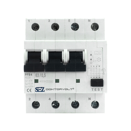 Wyłącznik nadprądowy PFB4 63A10kA 4P 50Hz bezpiecznik SEZ 0090 0090697