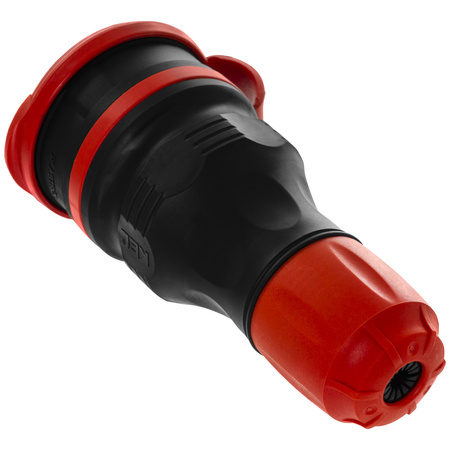 Gniazdo przenośne rozbieralne 230V Schuko IP44 z klapką czarno-czerwone W-01148