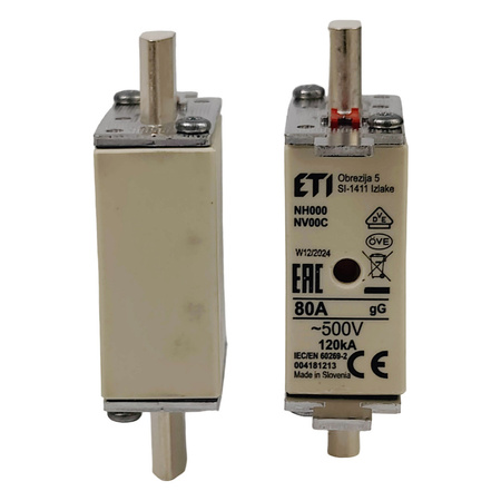 Wkładka bezpiecznikowa NH000 WT-00C KOMBI Bezpiecznik ETI 80A 004181213