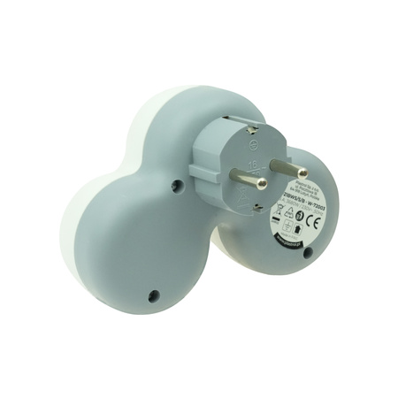 Rozgałęźnik wtyczkowy 2x gniazdo 230V Schuko z wyłącznikiem szaro-biały W-72003