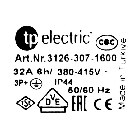 Gniazdo natynkowe CEE 4P 32A IP44 400V VDE TP Electric 3126-307-1600