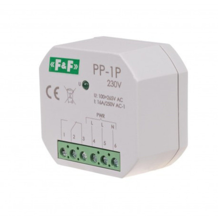 Przekaźnik elektromagnetyczny do puszki zielona lampka F&F PP-1P-230V