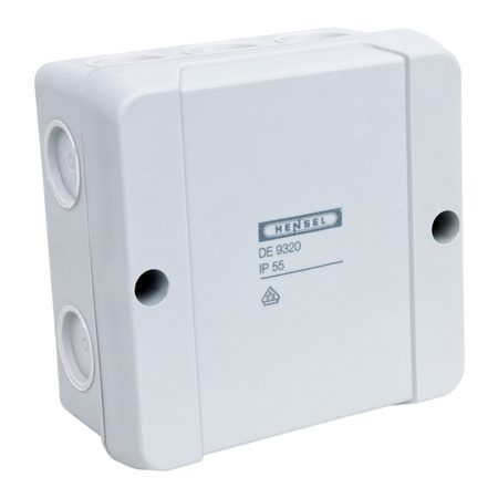 Hensel Puszka 88x88x47 szara IP55 11 dławnic membranowych DE9320 Z DE 9320 Z