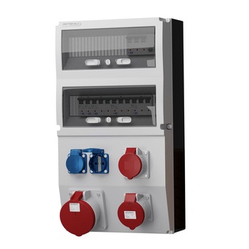 Rozdzielnica budowlana eXT-S/FI z zabezpieczeniami 63A 32A 16A 2x230V Mennekes Doktorvolt