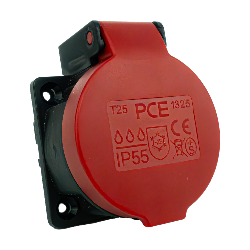Gniazdo tablicowe 230V 16A IP55 T25 Gniazdo szwajcarskie PCE Czerwone 1325