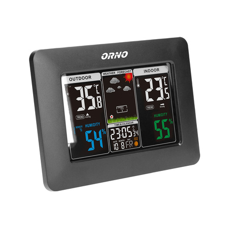 Bezprzewodowa stacja pogodowa z pomiarem temperatury i wilgotności zewnętrznej i wewnętrznej czarna OR-SP-3101/B