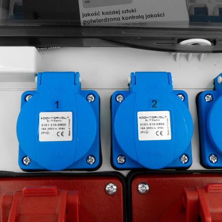 Rozdzielnica budowlana 3x16A 2x32A CEE 4x230V z uchwytem i wtyczką tablicową Doktorvolt TR-S/FI DV-5053-D