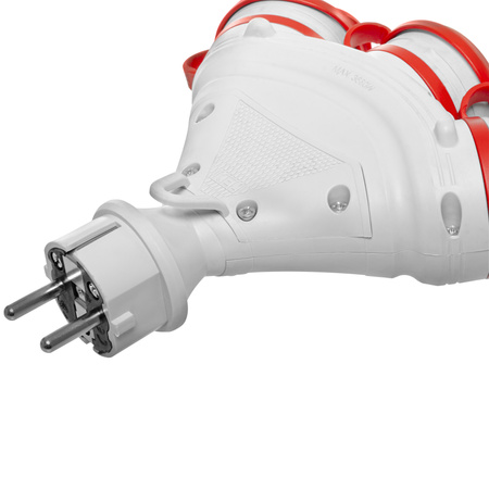 Rozgałęźnik przenośny szaro-czerwony R-X3/44S IP44 3×2P+Z 16A 250V Schuko W-01159