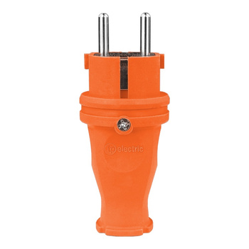 Wtyczka gumowa prosta 16A 230V pomarańczowa Schuko 3101-301-2300