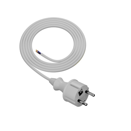 Przewód przyłączeniowy 1,5m z wtyczką prostą 250V 16A 3x1 mm² IP44 H05VV-F PP-40H biały W-98369