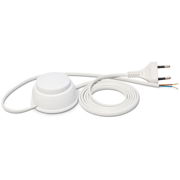 Przewód przyłączeniowy z wyłącznikiem nożnym PWN-2 3m 2x0,75 mm² z wtyczką płaską 250V 16A biały W-10145