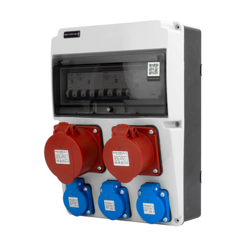 Rozdzielnica budowlana 32A/16A 3x230V JUN-S/FI  Schuko erbetka z zabezpieczeniami Siemens Doktorvolt DV-5558-D