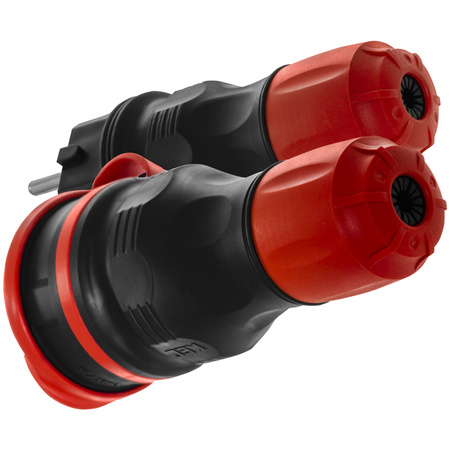 Zestaw przyłączeniowy z wtyczką WT-54 i gniazdem GN-44 250V Schuko czarno-czerwony W-98862