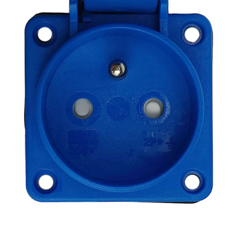 Gniazdo tablicowe 230V/16A IP54 gniazdo z bolcem uziemiającym niebieskie Typ E TpE 3101-326-0900