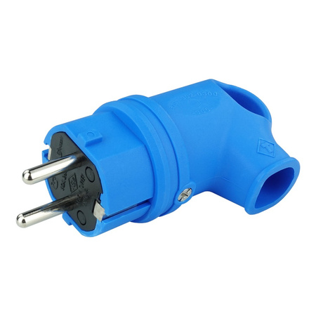 Wtyczka gumowa kątowa 16A 230V niebieska Schuko 3101-302-0900