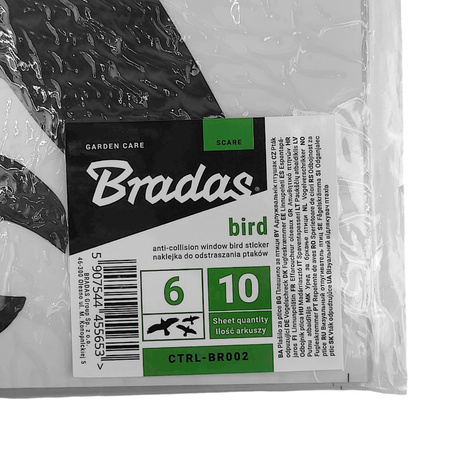 Odstraszacz ptaków BRADAS samoprzylepne naklejki na szybę duże zestaw 6x10 sztuk CTRL-BR002
