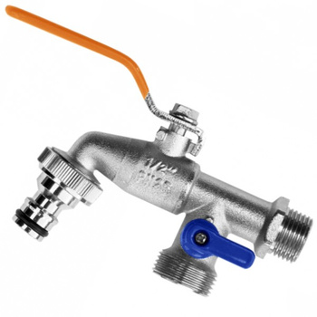 Kran kulowy 3/4" 2x GZ 1" z nyplem do szybkozłącza Bradas GKK0534