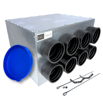 Skrzynka rozdzielcza rozdzielacz przelotowy wentylacja fi 160 8x75 mm E-KRT-8x75/160-OC