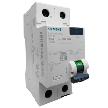 SIEMENS Wyłącznik różnicowoprądowy 25A 2P 300mA Typ AC VDE RCD 5SV4612-OKL