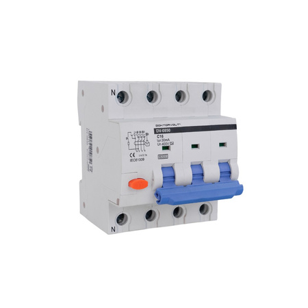 Wyłącznik różnicowoprądowy z członem nadprądowym C16 Typ A 30mA 16A 4P RCBO Doktorvolt DV-0850