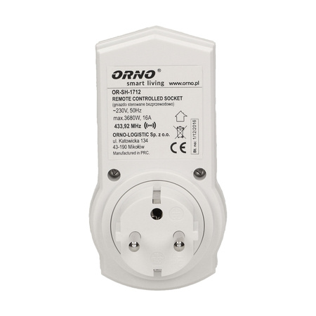 Gniazdo sieciowe sterowane bezprzewodowo. ORNO Smart Living OR-SH-1712