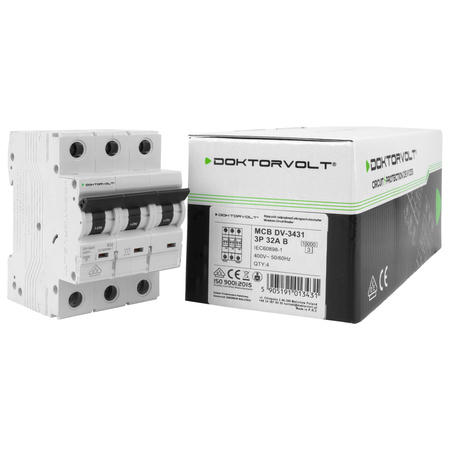 Wyłącznik nadprądowy MCB 10kA 3P 32A VDE B32A Doktorvolt DV-3431