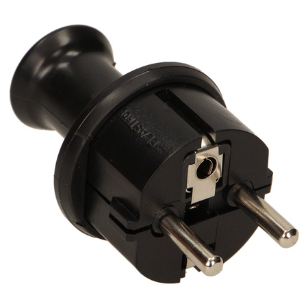 Wtyczka prosta 2P+Z Schuko. IP44. czarna WT-40H/CZARNY