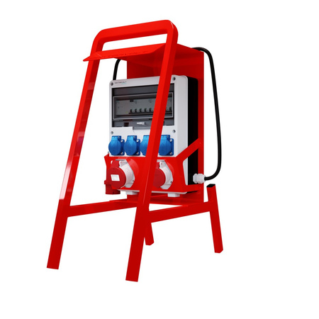 Rozdzielnica budowlana na stojaku zabezpieczenia Siemens pTD-S/FI SET przenośna z gniazdami 32A 16A CEE MENNEKES 4x230V rozdzielnia elektryczna na budowę skrzynka elektryczna z zabezpieczeniem Schuko Doktorvolt DV-6221-D