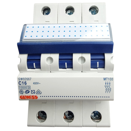 Wyłącznik nadprądowy C16A 3p 10kA VDE PR63 GEWISS GW92667