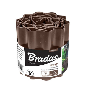 Obrzeże faliste trawnikowe palisada 9m/15cm brązowe Bradas OBFB 0915