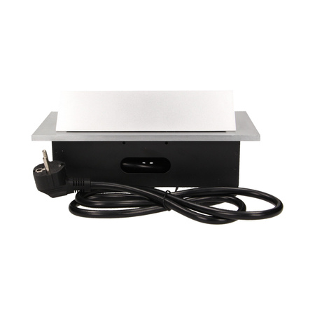 Gniazdo meblowe wpuszczane w blat z grubym rantem 3x2P+Z. przewód 1.5m 3x1.5mm2. srebrne OR-AE-1338/G