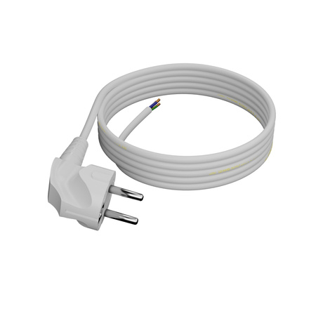 Przewód przyłączeniowy 3m z wtyczką kątową Uni-Schuko 250V 16A 3x1 mm² OMY PP-50 biały W-97169