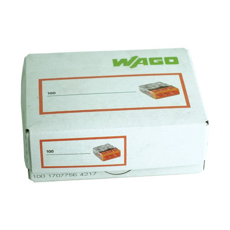 Szybkozłączka 3x0,5-2,5mm2 do puszek instalacyjnych na drut Cu - WAGO 1 sztuka 100 sztuk 2273-203