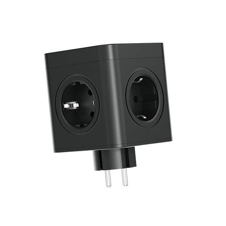 Rozgałęźnik elektryczny 4x gniazdo 230V Schuko 2x USB-A 1x USB-C czarny W-00359