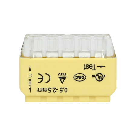 Złączka instalacyjna wciskana 5-przewodowa na drut 0.75-2.5mm2 IEC 300V/24A 50 szt. OR-SZ-8004/5/50