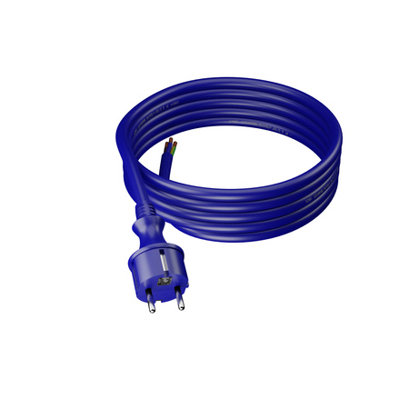 Przewód przyłączeniowy 3m z wtyczką prostą 250V 16A 3x2,5 mm² IP44 H07BQ-F PP-40H niebieski W-98454