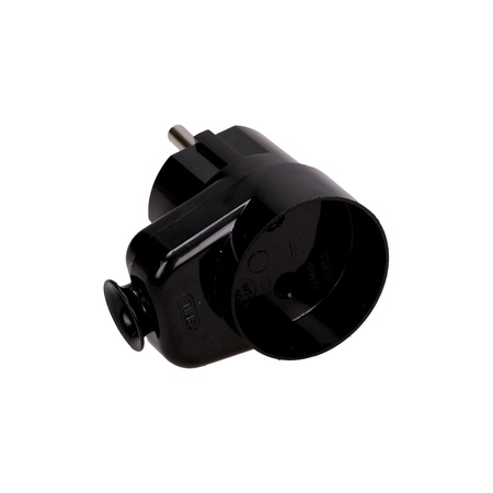 Wtyczka kątowa 2P z gniazdem. czarna WT-16U/G K2/CZARNY