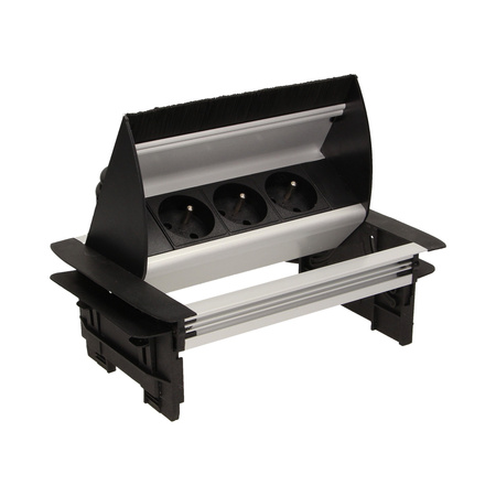 Gniazdo meblowe wpuszczane w blat ze szczotką przeciwkurzową i przewodem 1.8m. 3x2P+Z OR-AE-1361