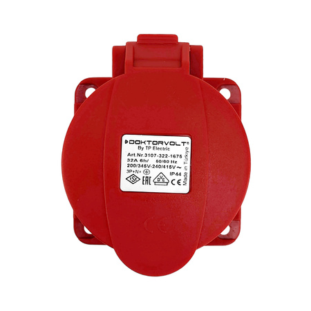 Gniazdo tablicowe proste CEE 400V 32A/5P 75x75 mm VDE TP Electric 3107-322-1675