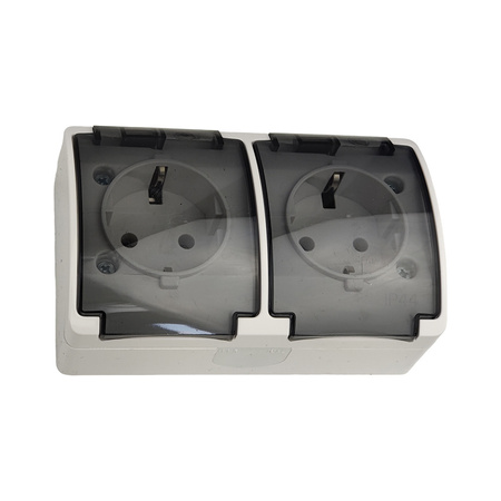 Gniazdo podwójne SCHUKO natynkowe ViPlast Koala IP44 białe 182‑51 VG-2 182-51