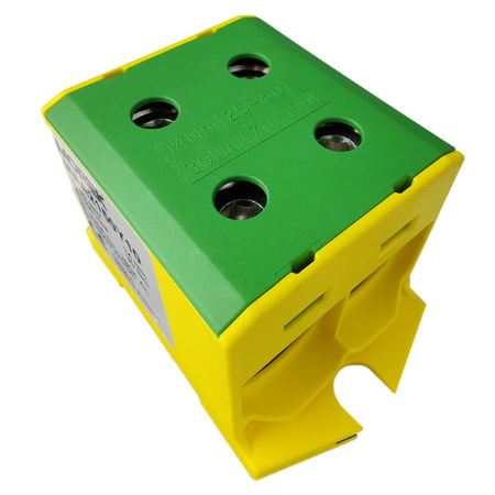 Morek Złączka szynowa do łączenia przewodów 25-150mm² 2xAl/Cu OTL 150-2 żółto-zielony zacisk uniwersalny MAA2150Y10