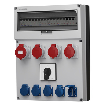 Rozdzielnica budowlana z łącznikiem GR-S/FI 32A 3x16A 5x230V Schuko Doktorvolt DV-6640-D