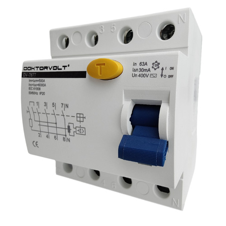 Doktorvolt Wyłącznik różnicowoprądowy 63A 4P 30mA Typ AC RCD DV-7877
