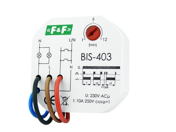 Przekaźnik bistabilny z wyłącznikiem czasowym 230V max 10A F&F BIS-403