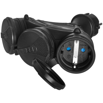 Rozgałęźnik przenośny czarny R-X3/44S IP44 3×2P+Z 16A 250V Schuko W-01162