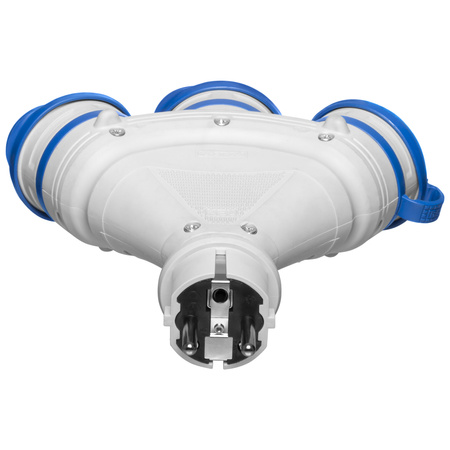 Rozgałęźnik przenośny szaro-niebieski R-X3/44S IP44 3×2P+Z 16A 250V Schuko W-01161